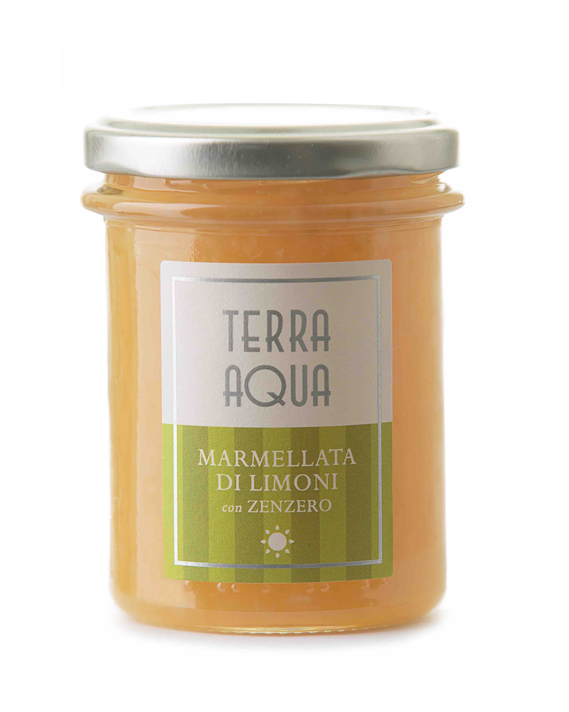 Terra Aqua marmellata di limoni  con zenzero limoni famulari coltivati e lavorati in sicilia con zenzero - marmellate limoni arance